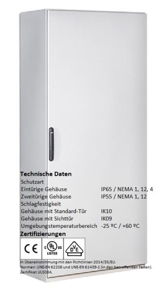 IP65 KOMPAKT Schaltschrank 2000x1000x500 mm HBT 1-türig mit MP